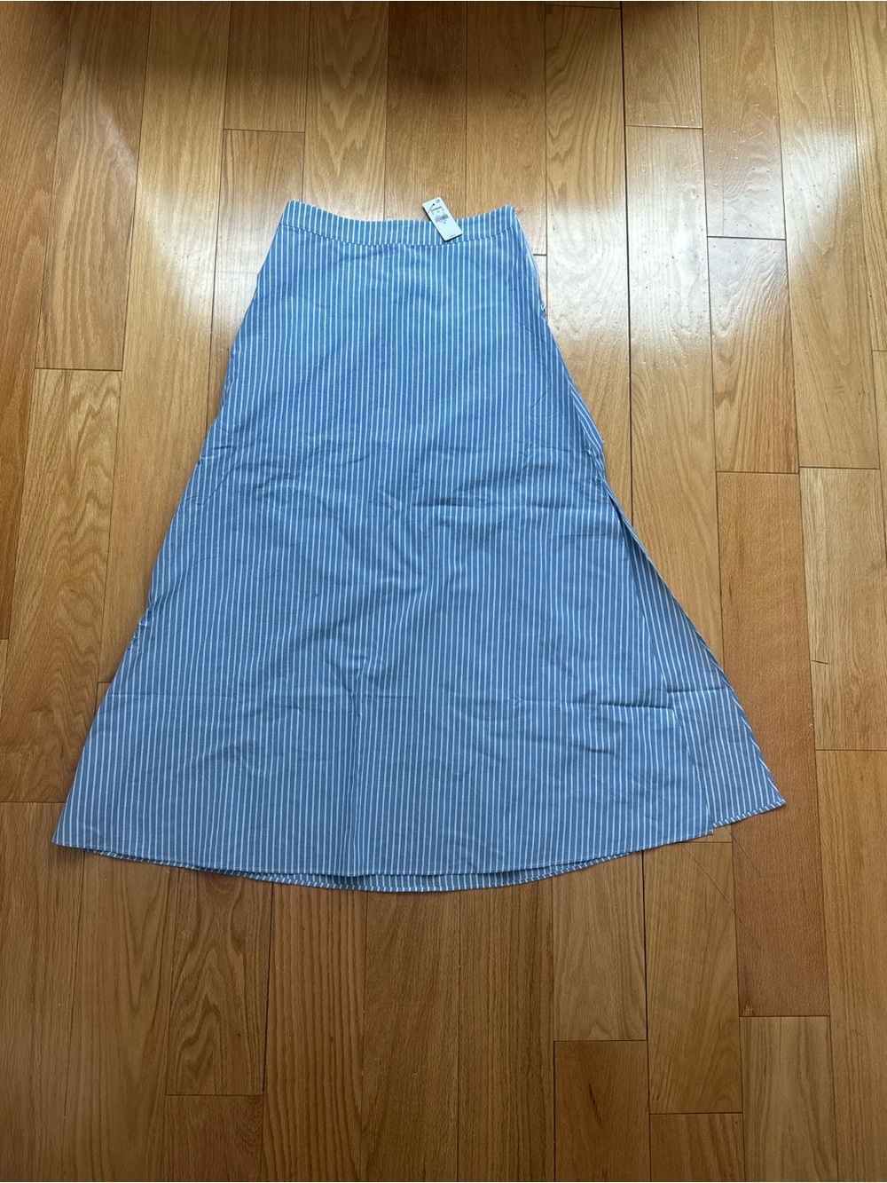 Express Light Blue & White Striped A-Line Skirt